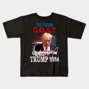 Vintage Donald Trump The Teflon Goat Trump 2024 American flag Kids T-Shirt